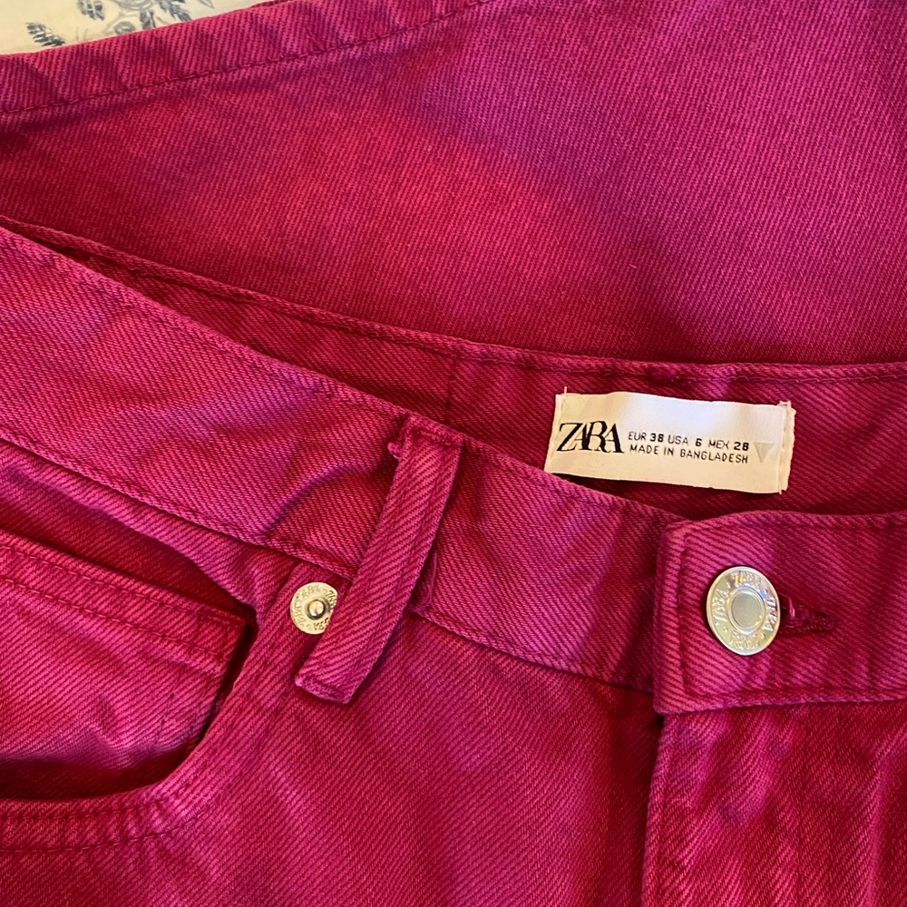 Burgundy/magenta high waisted Zara jeans